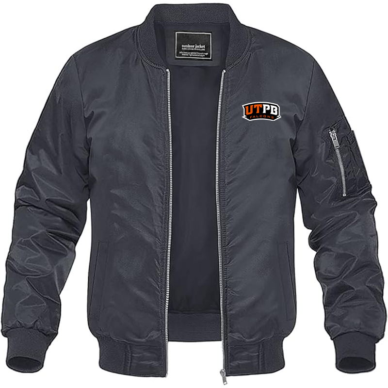 Men' UTRGV Vaqueros Lightweight Bomber Jacket Windbreaker Softshell Varsity Jacket Coat